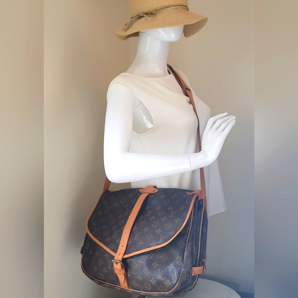 Louis Vuitton Saumur 35 Monogram Canvas Shoulder Crossbody Hand Bag Vintage Auth - Picture 14 of 14